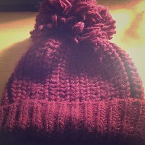 Oversized Burgundy Beanie w/Pom
